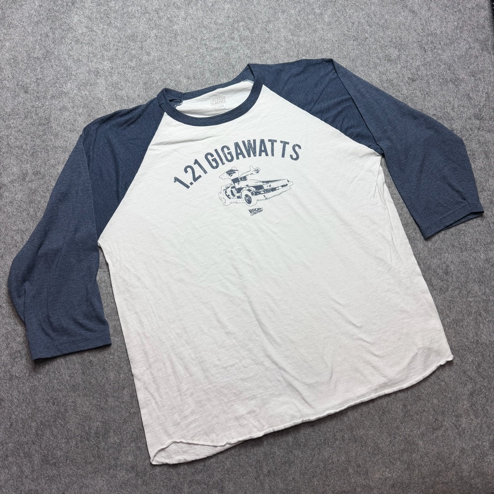 Back To The Future Ragland Mens XL White 1.21 Gigawatts DeLorean Graphic Tee